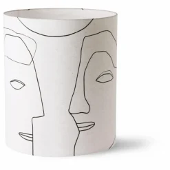 HKliving Abat-jour cylindre Visage en lin Naturel Online