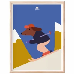 Ma petite vie Affiche Chien ski Multicolore