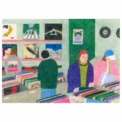 New Paper Collective Affiche Vinyl Shop par Line Hachem Multicolore