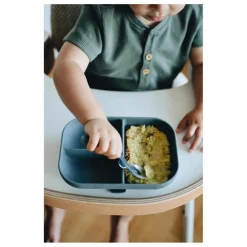 New Béaba Assiette compartimentée en silicone | Gris anthracite