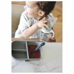 New Béaba Assiette compartimentée en silicone | Gris anthracite