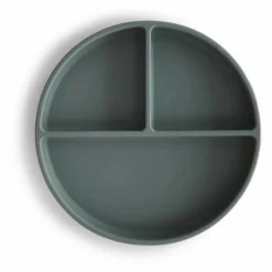 Mushie Assiette en silicone | Vert sapin Discount