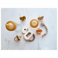 Hevea Attache-tétine en caoutchouc naturel et bois d'hévéa | Beige Hot