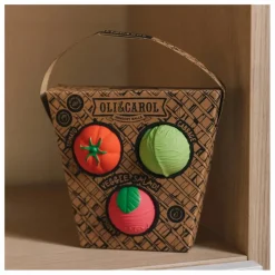 Oli & Carol Hochets Et Anneaux De Dentition|Jouets D'Éveil|Balles sensorielles Salade de légumes - Lot de 3