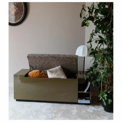 Sale The Socialite Family Banc coffre Cameleon en bois laqué et tissu effet tweed | Tigre