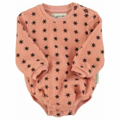 Discount Piupiuchick Barboteuse Côtelée Etoiles Coton Bio | Corail