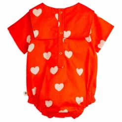 Outlet Mini Rodini Barboteuse Cœurs Coton Bio | Rouge