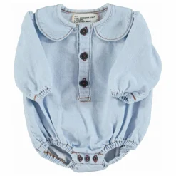 Piupiuchick Barboteuse en Jean Col Claudine | Bleu Clair Best