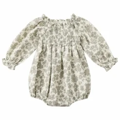 Quincy Mae Barboteuse Fleurie Gaze de Coton Bio | Ivoire Best