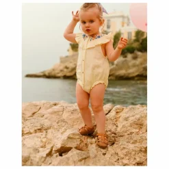 Louise Misha Barboteuse Jade Gaze de Coton Bio | Crème Clearance