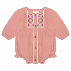 Clearance Louise Misha Barboteuse Lilana Gaze de Coton | Rose