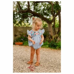 Louise Misha Barboteuse Nusha Coton Bio | Bleu ciel Discount