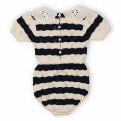 the new society Barboteuse Rayures Marina Coton Bio |