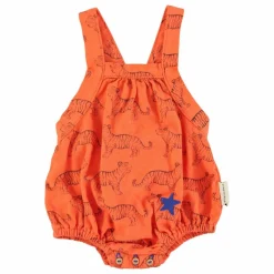 Piupiuchick Barboteuse Tiger Coton Bio | Orange Hot