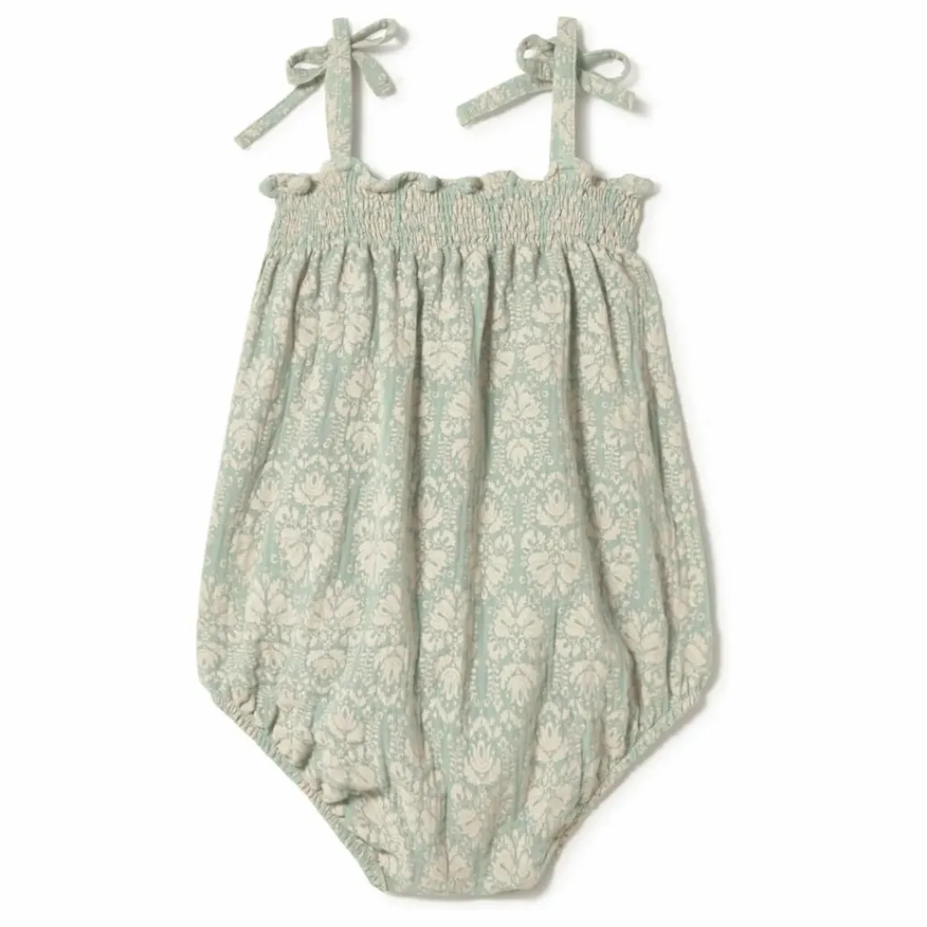 Coco au Lait Barboteuse Vintage Coton Bio | Vert amande New