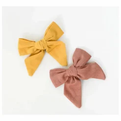 Gentil Coquelicot Barrettes Nœuds - Set de 2 | Jaune