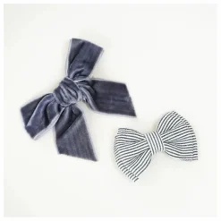 Enfant Gentil Coquelicot Barrettes Rayé et Velours - Set de 2 |