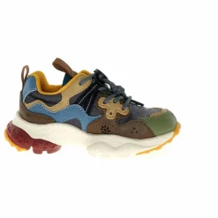 Enfant Flower Mountain Baskets Yamano 3 Lacets Cuir Eco et Nylon Ripstop |