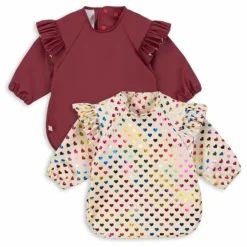 Clearance Konges Sløjd Bavoirs à manches Coeurs - Set de 2 Multicolore