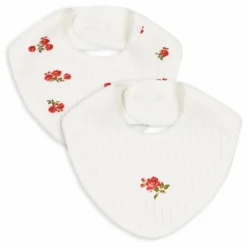 Clearance Konges Sløjd Bavoirs pointelle Rose Red - Set de 2 | Blanc