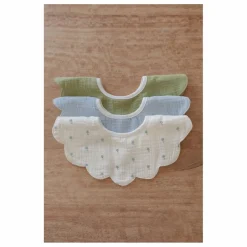 Soft Spot Bavoirs pétale Periwinkle en coton bio - Set de 3 | Bleu