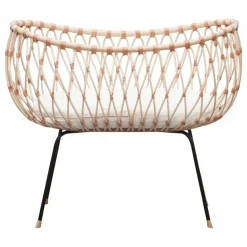 Bermbach Handcrafted Berceau Emil en rotin - Liens cuir Naturel Discount