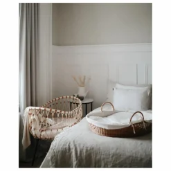 Bermbach Handcrafted Berceau Emil en rotin - Liens cuir Naturel Discount