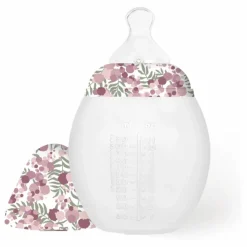 Elhée Biberon en silicone médical et tétine physiologique Mimosa Field - x Liberty | Rose