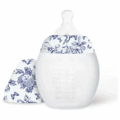 Best Elhée Biberon en silicone médical et tétine physiologique Toile de Jouy - x Tartine et Chocolat | Bleu marine