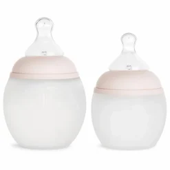 Elhée Biberon en silicone médical et tétine physiologique | Rose poudré Best