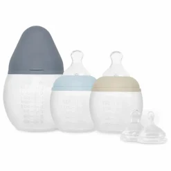 Sale Elhée Biberons en silicone médical et tétine physiologique Bestie - Set de 3 | Bleu