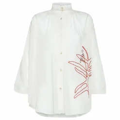 Hot Forte Forte Blouse Brodée Bohémienne Coton et Voile de Soie | Blanc