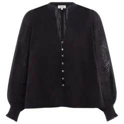 Alma Deia Blouse Brodée en Coton Bio | Noir