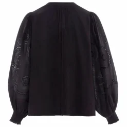 Alma Deia Blouse Brodée en Coton Bio | Noir