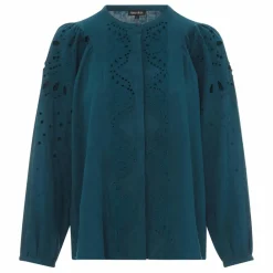Online Alma Deia Blouse brodée gaze de coton bio | Vert canard