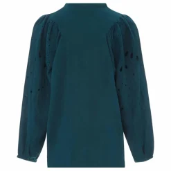Online Alma Deia Blouse brodée gaze de coton bio | Vert canard