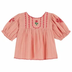 Clearance Emile et Ida Blouse Brodée Main | Rose pêche
