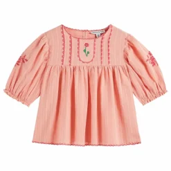 Clearance Emile et Ida Blouse Brodée Main | Rose pêche