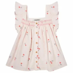 Tocoto Vintage Blouse Cerises Volants | Rose pâle Sale