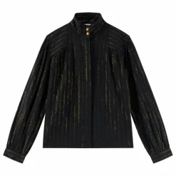 Leon & Harper Blouse Chana Rayée Métallisée | Noir Clearance