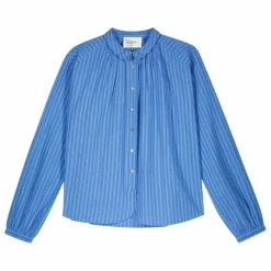 Leon & Harper Blouse Cob Rayée Coton Bio | Bleu Discount