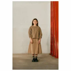 Hot Tangerine Blouse Col Carré Fleurie | Beige