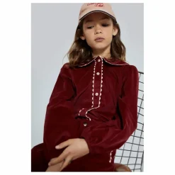 Mipounet Blouse Col Claudine Emma Velours | Bordeaux New