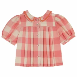 Emile et Ida Blouse Col Claudine Vichy | Rose bonbon