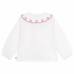 New Petit Bateau Blouse Col Cœurs Coton Bio | Blanc
