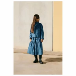 Tangerine Blouse Col Volants Liberty | Bleu Discount