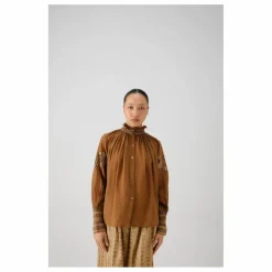 CORD Blouse Farmer Bloom Brodée | Vieux Rose Discount