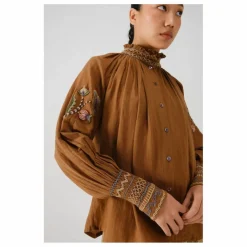 CORD Blouse Farmer Bloom Brodée | Vieux Rose Discount