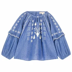 New Louise Misha Blouse Irisa Chambray Coton Bio | Bleu