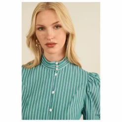 Best Maria de la Orden Blouse Iza Rayée | Vert